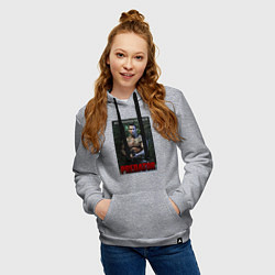 Толстовка-худи хлопковая женская Арнольд Шварценеггер - хищник, цвет: меланж — фото 2