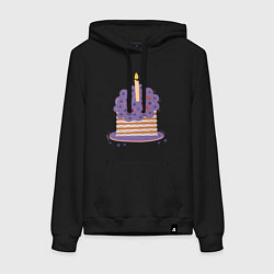 Толстовка-худи хлопковая женская Тортик, цвет: черный
