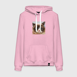 Толстовка-худи хлопковая женская Злая кошка, цвет: светло-розовый