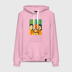 Толстовка-худи хлопковая женская Нирвана музыкальная группа, цвет: светло-розовый