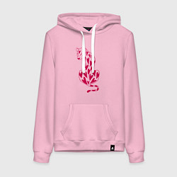 Толстовка-худи хлопковая женская Гепард в сердцах, цвет: светло-розовый