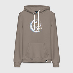 Толстовка-худи хлопковая женская Космический воздушный змей, цвет: утренний латте