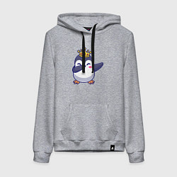 Толстовка-худи хлопковая женская Король пингвин, цвет: меланж