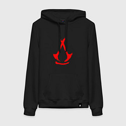 Толстовка-худи хлопковая женская Assassins creed - shadows logotype, цвет: черный