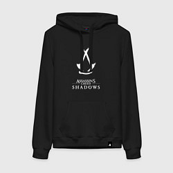 Толстовка-худи хлопковая женская Assassins creed - shadows white, цвет: черный