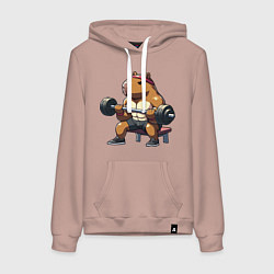 Толстовка-худи хлопковая женская Капибара жим, цвет: пыльно-розовый