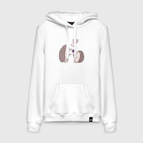 Женская толстовка-худи Свидание влюбленных ежиков / Белый – фото 1