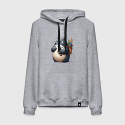 Толстовка-худи хлопковая женская Totoro and black cat - anime, цвет: меланж