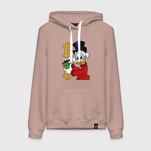 Женская толстовка-худи Duck tales - Scrooge bitcoin / Пыльно-розовый – фото 1