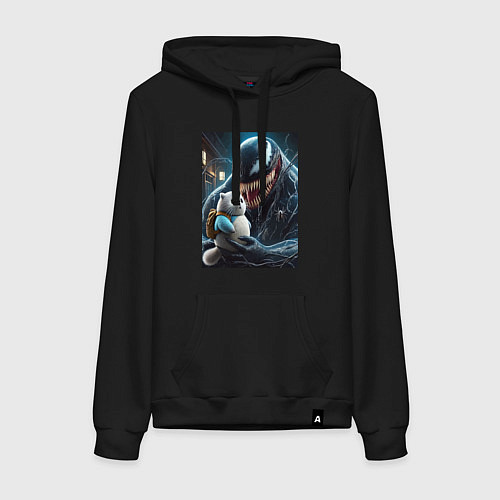 Женская толстовка-худи Venom and funny kitten with backpack / Черный – фото 1