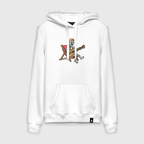 Женская толстовка-худи Скелетик гитарист / Белый – фото 1