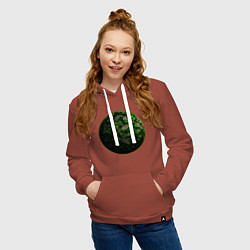 Толстовка-худи хлопковая женская Планета арт, зеленая, цвет: кирпичный — фото 2