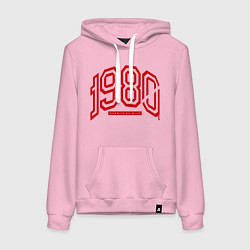 Толстовка-худи хлопковая женская 1980: born to be wild, цвет: светло-розовый
