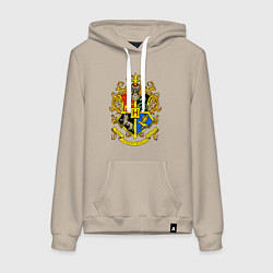 Толстовка-худи хлопковая женская Хогвартс - герб, цвет: миндальный