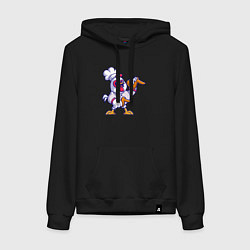 Толстовка-худи хлопковая женская Петушок повар, цвет: черный