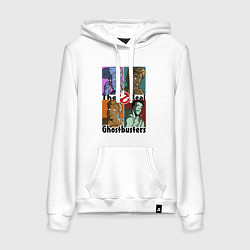 Толстовка-худи хлопковая женская The real ghostbusters, цвет: белый