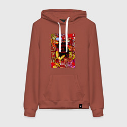 Толстовка-худи хлопковая женская Счастливые лесные друзья - мясо, цвет: кирпичный