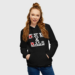 Толстовка-худи хлопковая женская Drum and bass black, цвет: черный — фото 2