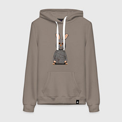 Толстовка-худи хлопковая женская Cartoon hare character, цвет: утренний латте