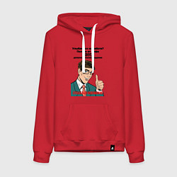 Толстовка-худи хлопковая женская Бонус от шефа, цвет: красный