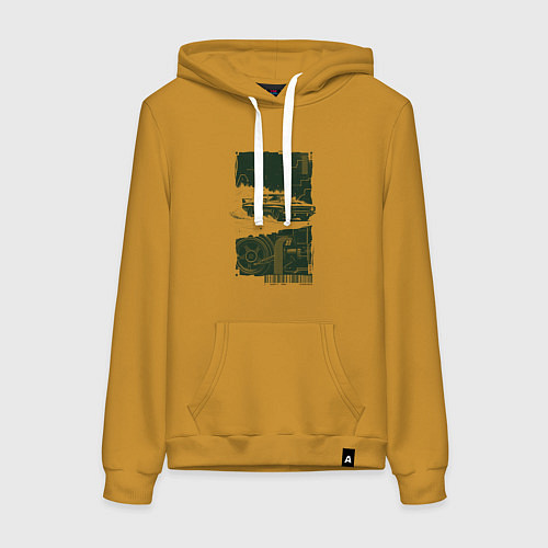 Женская толстовка-худи Спорткар в гранж стиле / Горчичный – фото 1