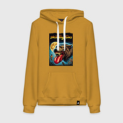 Толстовка-худи хлопковая женская The Rolling Stones - the beginning, цвет: горчичный