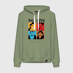 Толстовка-худи хлопковая женская Bad boys - villains, цвет: авокадо