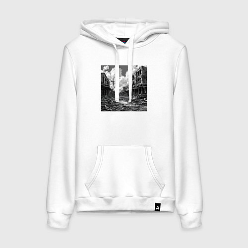 Женская толстовка-худи Разрушенный город / Белый – фото 1