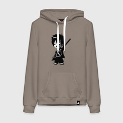 Толстовка-худи хлопковая женская Маленький воин-самурай, цвет: утренний латте