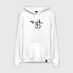 Толстовка-худи хлопковая женская Мона Лиза с базукой, цвет: белый