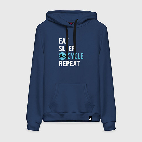 Женская толстовка-худи Еда сон велик / Тёмно-синий – фото 1