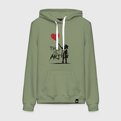 Толстовка-худи хлопковая женская Это искусство, цвет: авокадо