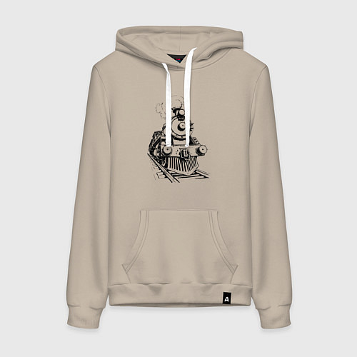 Женская толстовка-худи Векторный паровоз / Миндальный – фото 1