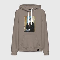 Толстовка-худи хлопковая женская Картина - бендер в пиджаке, цвет: утренний латте