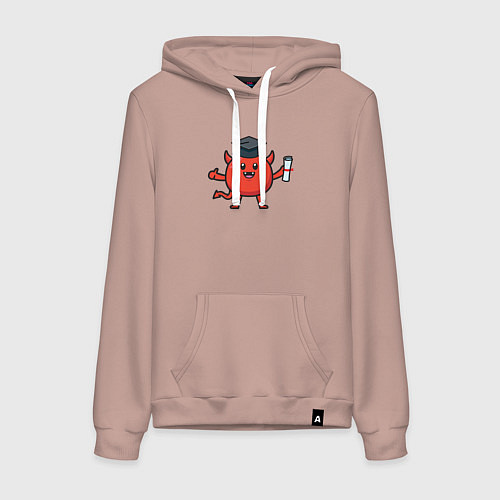 Женская толстовка-худи Дьяволёнок выпускник / Пыльно-розовый – фото 1