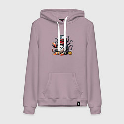 Толстовка-худи хлопковая женская Вентоторо - коллаба, цвет: сиреневый