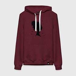 Толстовка-худи хлопковая женская Flower girl, цвет: меланж-бордовый