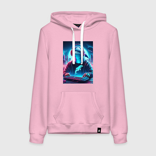 Женская толстовка-худи Dolphin is esports player - ai art fantasy / Светло-розовый – фото 1