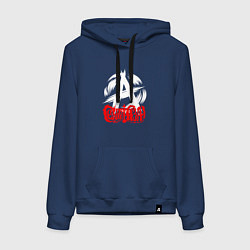 Толстовка-худи хлопковая женская Анархия логотип Сектор газа, цвет: тёмно-синий