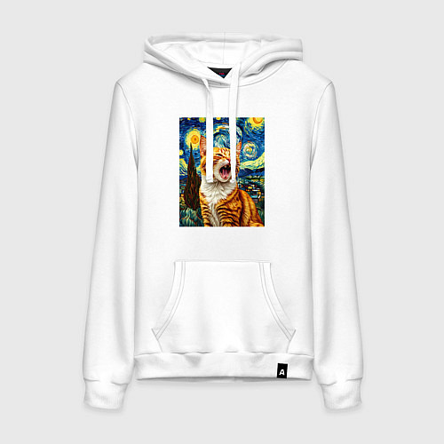 Женская толстовка-худи Крик котика / Белый – фото 1