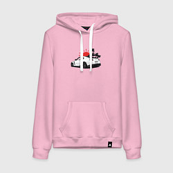 Толстовка-худи хлопковая женская Авто и иероглифы, цвет: светло-розовый