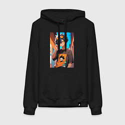 Толстовка-худи хлопковая женская Мальчик в солнечных очках, цвет: черный