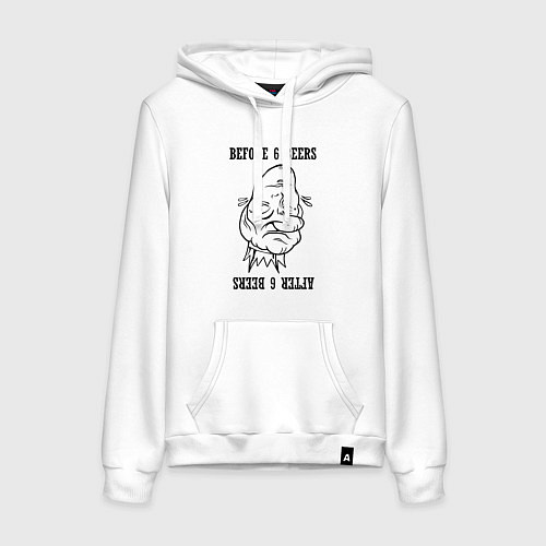 Женская толстовка-худи До и после 6 пива / Белый – фото 1