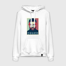Толстовка-худи хлопковая женская Drake, цвет: белый