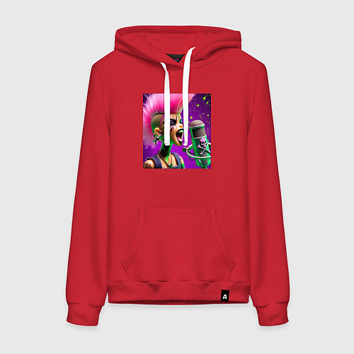 Женская толстовка-худи Barbie and punks not dead motto / Красный – фото 1