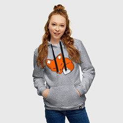 Толстовка-худи хлопковая женская Спящий лисёнок, цвет: меланж — фото 2