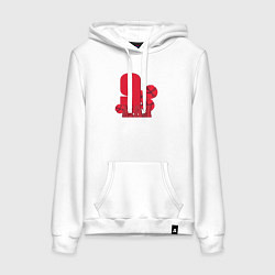 Толстовка-худи хлопковая женская 9 мая с цветами, цвет: белый