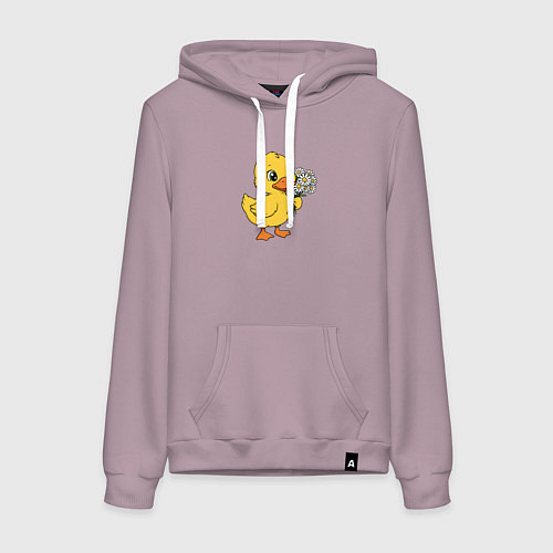 Женская толстовка-худи Желтая уточка с ромашками / Сиреневый – фото 1