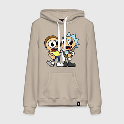 Толстовка-худи хлопковая женская Сuphead Rick and Morty, цвет: миндальный