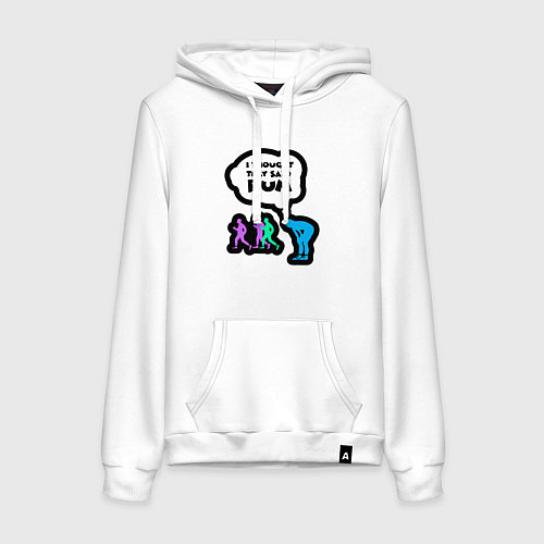 Женская толстовка-худи Я думал они говорят про ром - легкая атлетика / Белый – фото 1